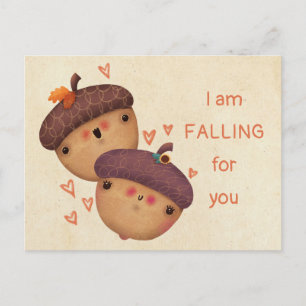 Fall Autumn Acorns Cute Halloween Thanksgiving Helg Vykort