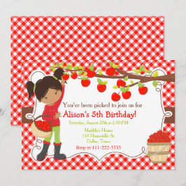 Fall Autumn Apple Picking African American Inbjudningar