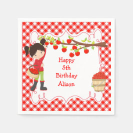 Fall Autumn Apple Picking Black Hair Birthday Pappersservett