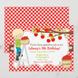 Fall Autumn Apple Picking Blonde Birthday Inbjudningar