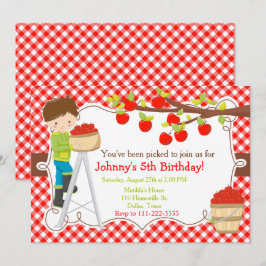 Fall Autumn Apple Picking Brunette Birthday Inbjudningar