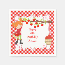 Fall Autumn Apple Picking Red Hair Birthday Pappersservett