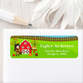 Fall Autumn Barnyard Birthday Black Hair Girl Returadress Etikett