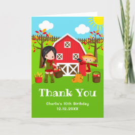 Fall Autumn Barnyard Birthday Black Hair Girl Tack Kort