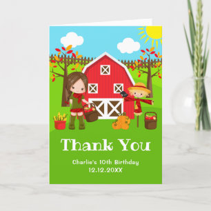 Fall Autumn Barnyard Birthday Brown Hair Girl Tack Kort