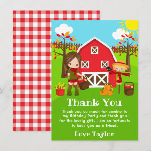 Fall Autumn Barnyard Birthday Brown Hair Girl Tack Kort