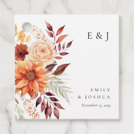 Fall Autumn Blommigt Boho Bröllop Gåvor Etiketter