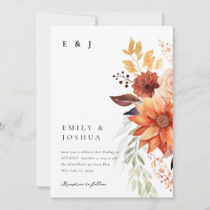 Fall Autumn Blommigt Boho Bröllop Inbjudningar