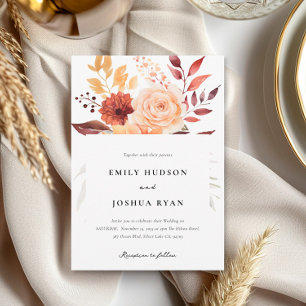 Fall Autumn Blommigt Boho Bröllop Inbjudningar