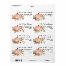 Fall Autumn Blommigt White Pumpkin Returadress La  Fraktsedel