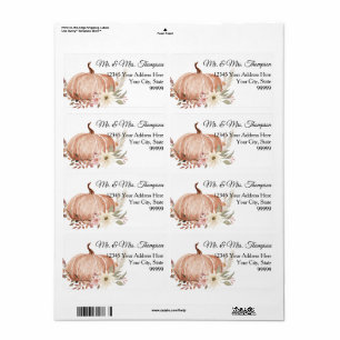 Fall Autumn Blommigt White Pumpkin Returadress La Fraktsedel