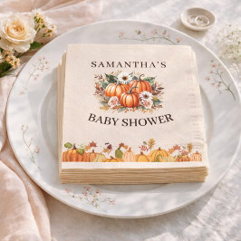 Fall Autumn Boho Pumpkin Blommigt Baby Shower Napk Pappersservett