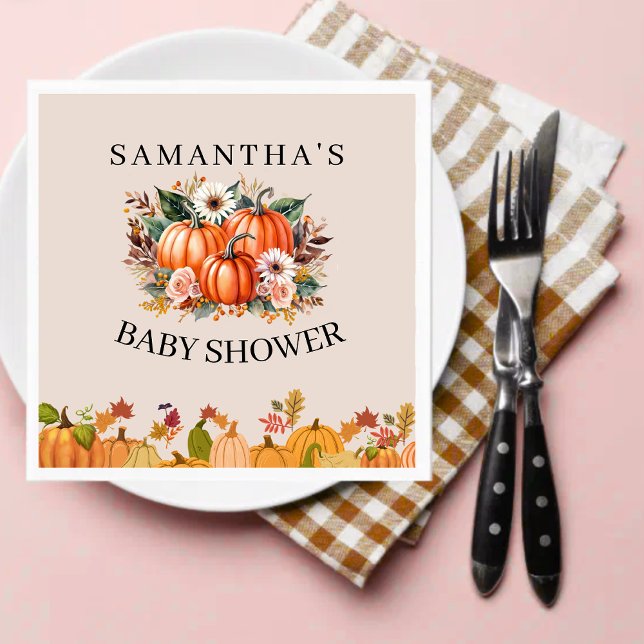 Fall Autumn Boho Pumpkin Blommigt Baby Shower Napk Pappersservett (Skapare uppladdad)