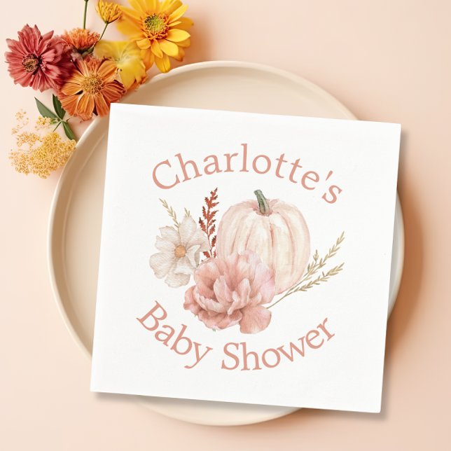 Fall Autumn Boho Pumpkin Blommigt Baby Shower Pappersservett (personalized baby shower napkins
)