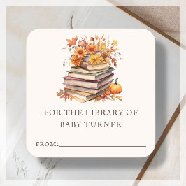 Fall Autumn Bokar | Bookplåtsetikett för babyskor Fyrkantigt Klistermärke