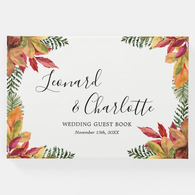 Fall Autumn Bröllop Guests Bok keepsaké (Framsida)