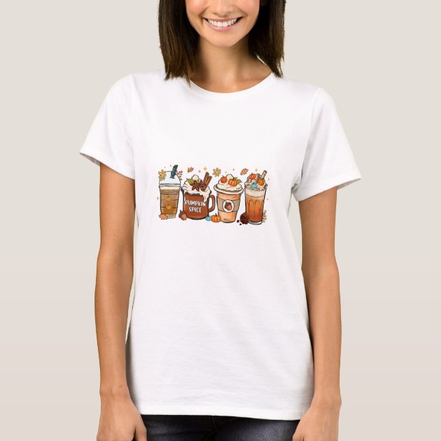 Fall Autumn Coffee Pumpkin Spice T Shirt (Framsida)