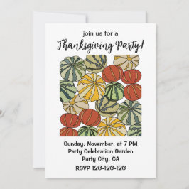 Fall Autumn Colorful Pumpkin Thanksgiving Party Inbjudningar