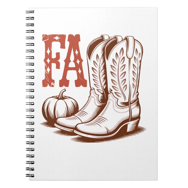 Fall Autumn Cowgirl Pumpkin Anteckningsbok (Framsidan)