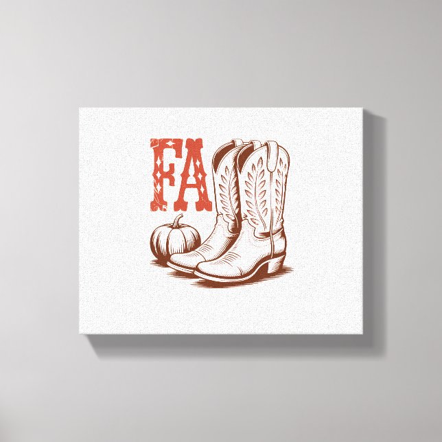 Fall Autumn Cowgirl Pumpkin Canvastryck (Framsida)