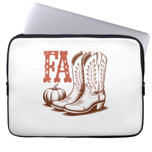 Fall Autumn Cowgirl Pumpkin Laptop Fodral (Framsidan)