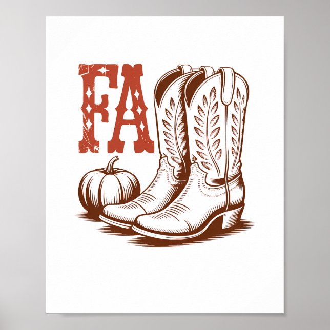 Fall Autumn Cowgirl Pumpkin Poster (Framsidan)