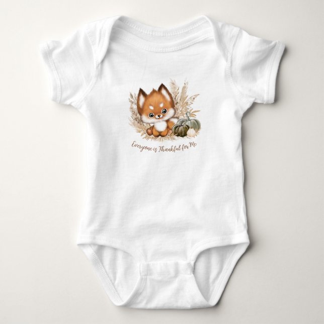 Fall Autumn Cute Little Baby Fox Baby Bodykostym T Shirt (Framsida)