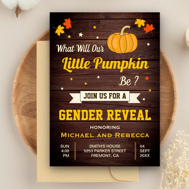 Fall Autumn Cute Little Pumpkin Gender Reveal Inbjudningar (Skapare uppladdad)