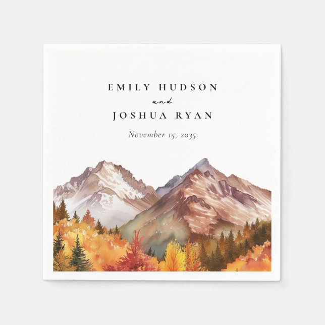 Fall Autumn Elegant bröllop Pappersservett (Framsidan)