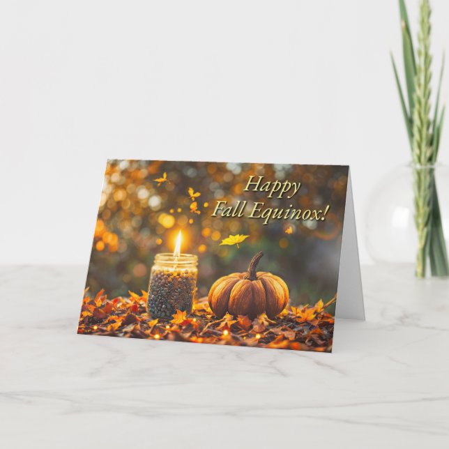 Fall Autumn Equinox med Mini Pumpkin Burk Candle Kort (Framsida)