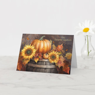 Fall Autumn Equinox med Söt Foliage Pumpkin Kort