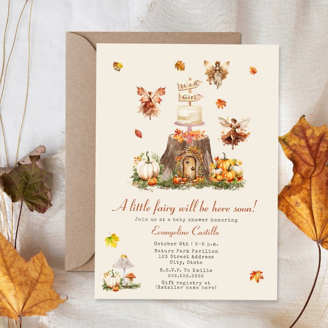 Fall Autumn Fairy Woodland Girl Baby Shower Inbjudningar (Skapare uppladdad)