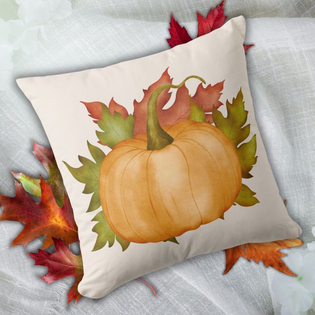 Fall Autumn Foliage Pumpkin Kudde (Skapare uppladdad)
