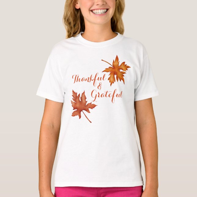 Fall Autumn Foliage Thanksgiving Girl's T Shirt (Framsida)