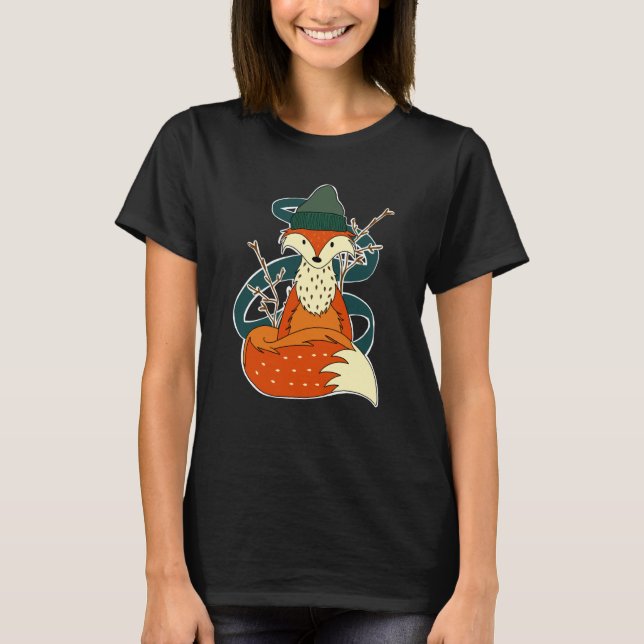 Fall Autumn Fox Animal Woodland Creator Mysigt Hat T Shirt (Framsida)