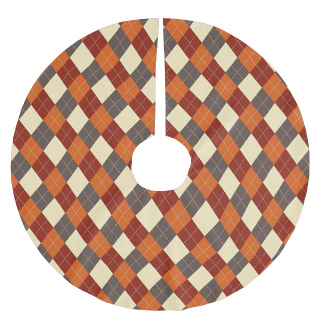 Fall/Autumn Gingham mönster Julgransmatta Borstad Polyester (Framsidan)