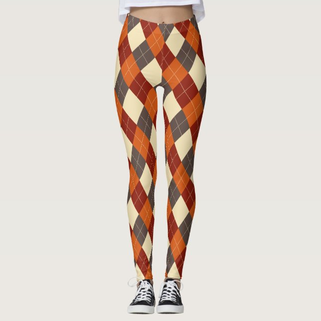 Fall/Autumn Gingham mönster Leggings (Framsida)