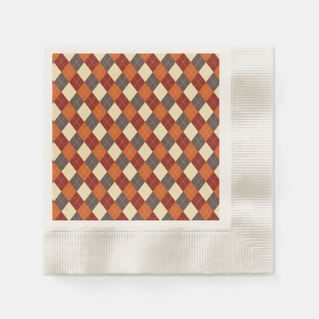Fall/Autumn Gingham mönster Pappersservett (Framsidan)