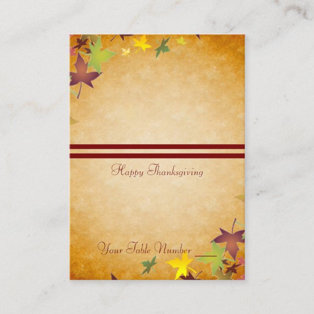 Fall Autumn Harvest Thanksgiving Bord Placecard Placeringskort (Framsida)
