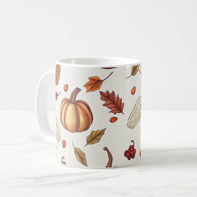 Fall Autumn Harvest Thanksgiving Coffee Mugg (Framsida vänster)