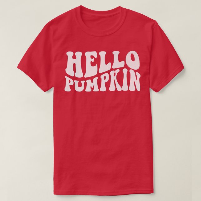 Fall Autumn Hej Pumpkin Retro WavyThanksgiving D T Shirt (Design framsida)