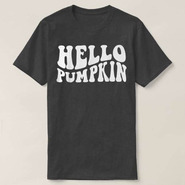 Fall Autumn Hej Pumpkin Retro WavyThanksgiving D T Shirt (Design framsida)