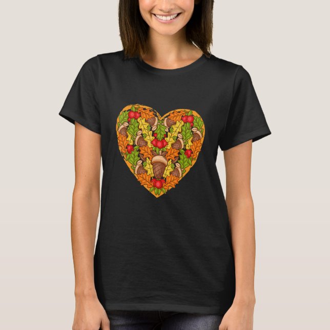 Fall Autumn Holiday Thanksgiving Autumn Leaves and T Shirt (Framsida)