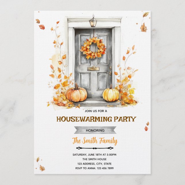 Fall autumn Housewarming party Invitation Inbjudningar (Framsida)