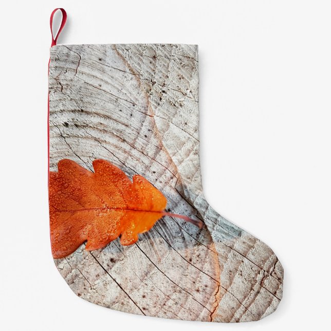 Fall autumn leaves oak leaf wood liten julstrumpa (Framsidan)