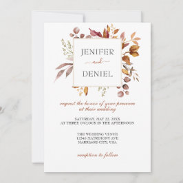 Fall Autumn Leaves Rustic Country Boho Wedding Inbjudningar
