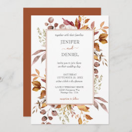Fall Autumn Leaves Rustic Country Boho Wedding Inbjudningar