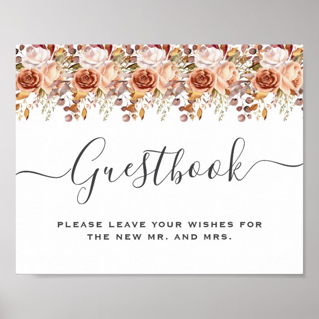 Fall Autumn Leaves Rustic Country Boho Wedding Poster (Framsidan)