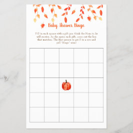 Fall Autumn Little Pumpkin Baby Shower Bingo Game Flygblad