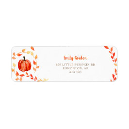 Fall Autumn Little Pumpkin Baby Shower Löv Returadress Etikett
